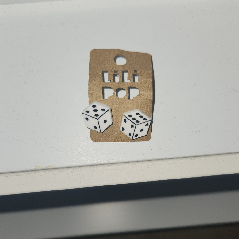 White Dice Earrings